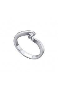 Anillo de oro blanco de 18 Kt con diamante de 0,18 ct