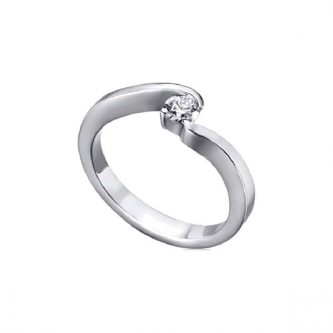 Anillo de oro blanco de 18 Kt con diamante de 0,18 ct