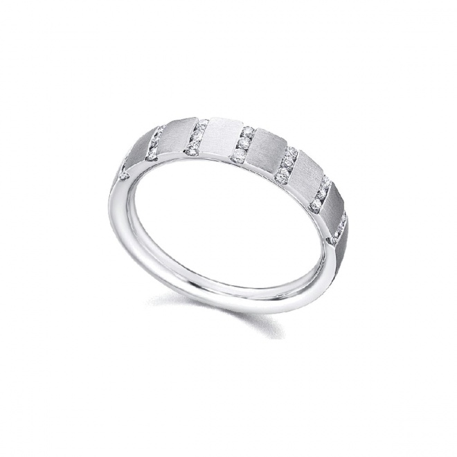 Anillo de oro blanco de 18 Kt con diamantes de 0,20 ct