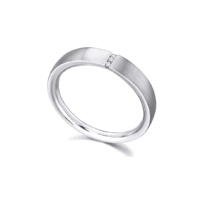 Anillo de oro blanco de 18 Kt con diamantes de 0,01 ct