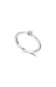 Anillo de oro blanco de 18 Kt con diamante de 0,05 ct