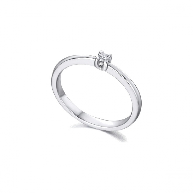 Anillo de oro blanco de 18 Kt con diamante de 0,05 ct