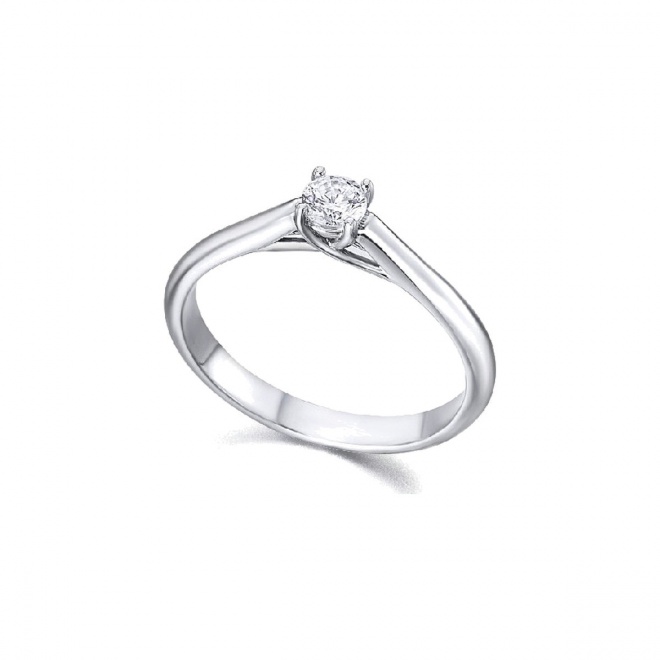 Anillo de oro blanco de 18 Kt con diamante de 0,23 ct