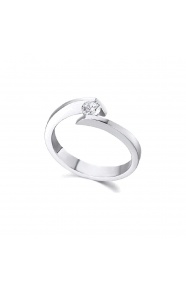 Anillo de oro blanco de 18 Kt con diamante de 0,18 ct