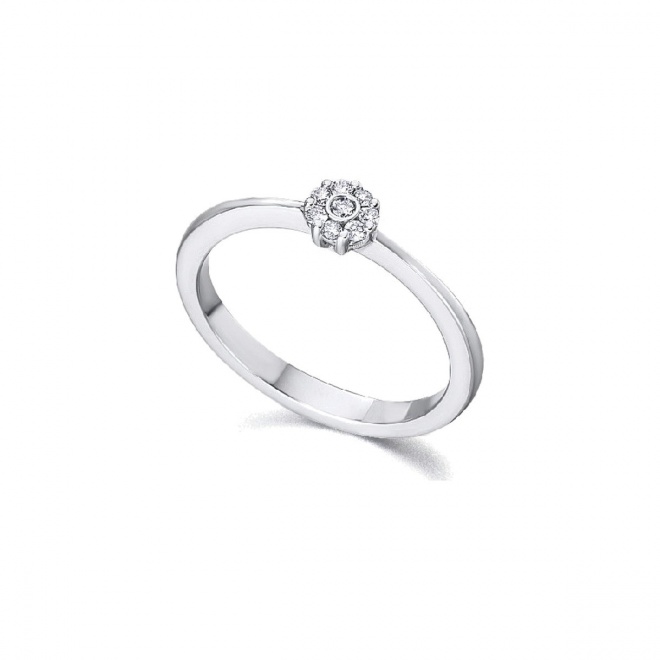Anillo de oro blanco de 18 Kt con diamantes de 0,06 ct