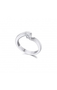 Anillo de oro blanco de 18 Kt con diamante de 0,22 ct