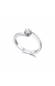 Anillo de oro blanco de 18 Kt con diamante de 0,16 ct