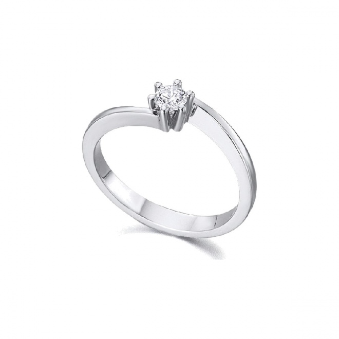 Anillo de oro blanco de 18 Kt con diamante de 0,16 ct