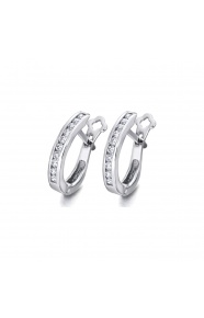 Pendientes de oro blanco de 18 Kt con diamantes de 0,15 ct