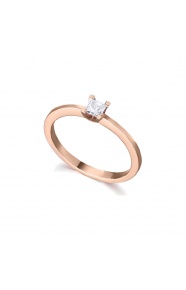 Anillo de oro rosa de 18 Kt con diamante de 0,16 ct