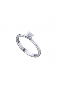 Anillo de oro blanco de 18 Kt con diamante de 0,18 ct