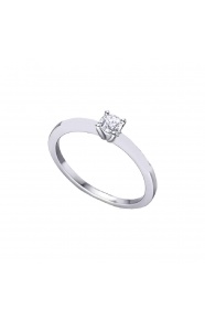 Anillo de oro blanco de 18 Kt con diamante de 0,18 ct