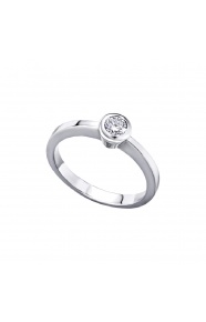 Anillo de oro blanco de 18 Kt con diamante de 0,18 ct