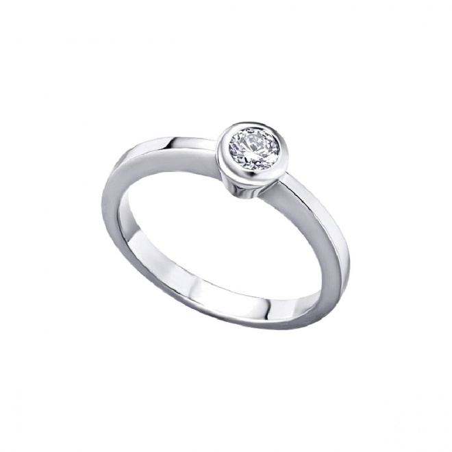 Anillo de oro blanco de 18 Kt con diamante de 0,18 ct