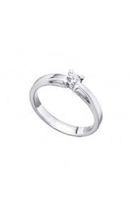 Anillo de oro blanco de 18 Kt con diamante de 0,18 ct