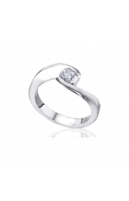 Anillo de oro blanco de 18 Kt con diamante de 0,30 ct