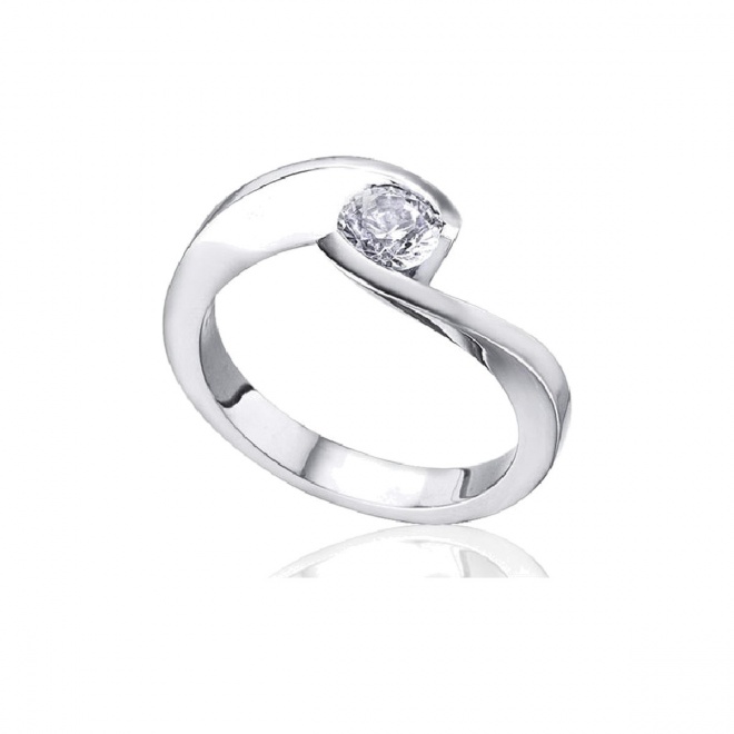 Anillo de oro blanco de 18 Kt con diamante de 0,30 ct