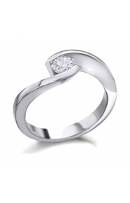 Anillo de oro blanco de 18 Kt con diamante de 0,42 ct