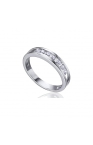 Alianza de oro blanco de 18 Kt con diamantes de 0,60 ct