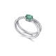 Anillo de oro blanco de 18 Kt con esmeralda y diamantes, 0,12 ct