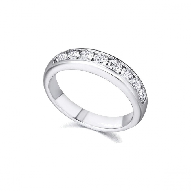 Alianza de oro blanco de 18 Kt con diamantes de 0,55 ct