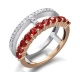 Anillo de oro blanco y rosa de 18 Kt con zafiros naranja y diamantes, 0,18 ct