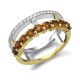Anillo de oro blanco y amarillo de 18 Kt con diamantes y turmalinas amarillas, 0,18 ct