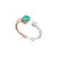 Anillo de oro blanco de 18 Kt con esmeralda y diamante, 0,09 ct