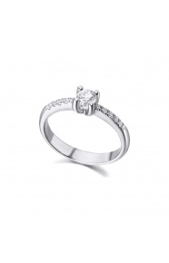 Anillo de oro blanco de 18 Kt con diamantes de 0,45 ct