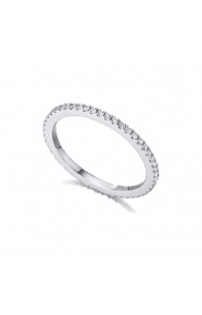 Alianza entera de oro blanco de 18 Kt con diamantes de 0,30 ct