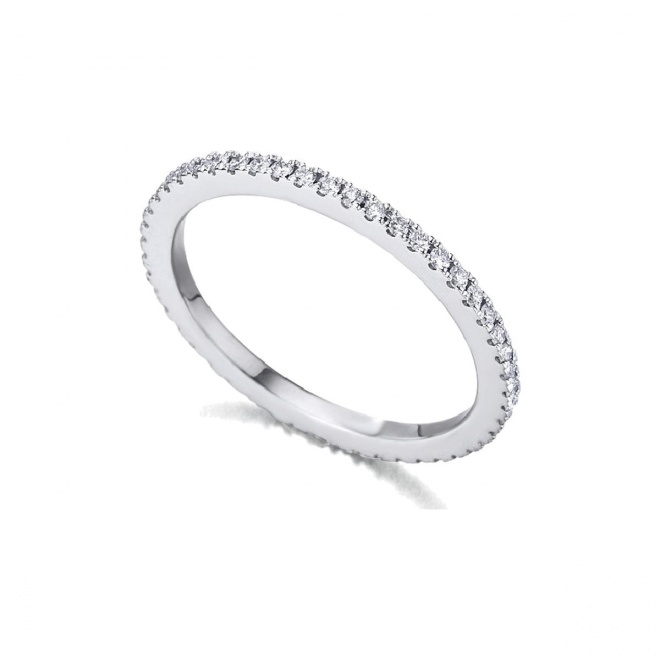 Alianza entera de oro blanco de 18 Kt con diamantes de 0,30 ct
