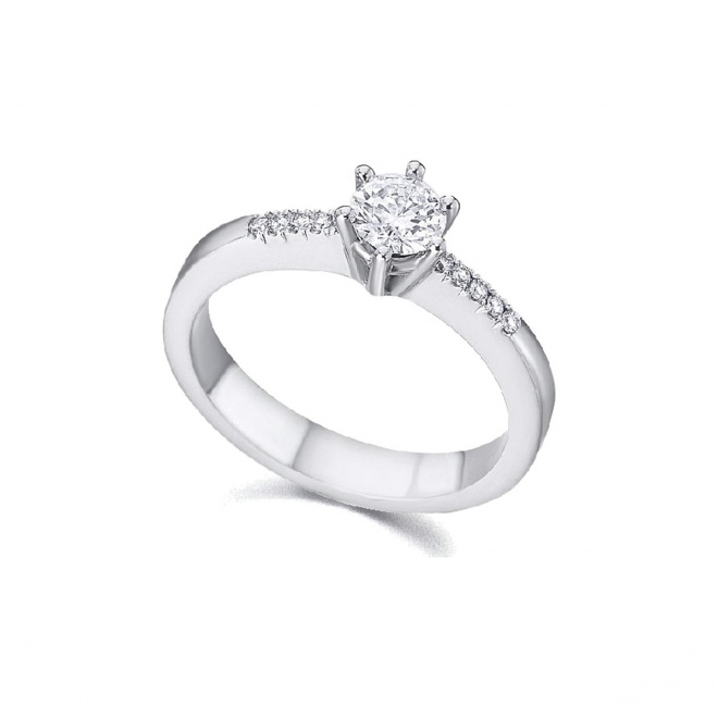 Anillo de oro blanco de 18 Kt con diamantes de 0,49 ct