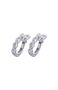 Pendientes de oro blanco de 18 Kt con zafiro y diamantes, 0,25 ct