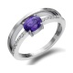 Anillo de oro blanco de 18 Kt con zafiro y diamantes, 0,10 ct