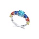Anillo de oro blanco de 18 Kt con zafiros y topacio