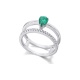 Anillo de oro blanco de 18 Kt con esmeralda y diamantes, 0,15 ct