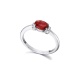Anillo de oro blanco de 18 Kt con zafiro naranja y diamantes, 0,07 ct
