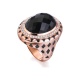 Anillo de oro rosa de 18 Kt con ónix, esmalte y diamantes, 0,41 ct