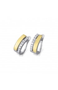 Pendientes de oro blanco y amarillo de 18 Kt con diamantes de 0,24 ct