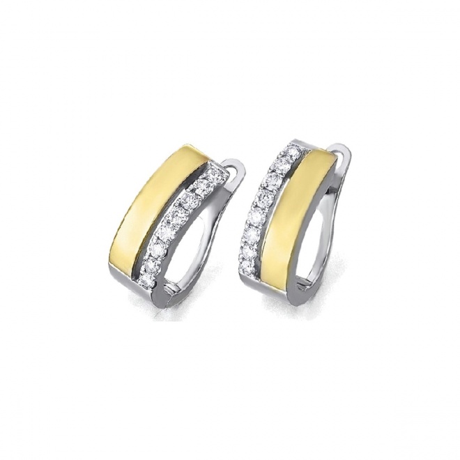 Pendientes de oro blanco y amarillo de 18 Kt con diamantes de 0,24 ct