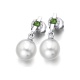 Pendientes de oro blanco de 18 Kt con turmalinas, perlas y diamantes, 0,15 ct