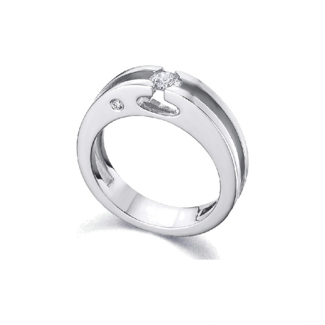 Anillo de oro blanco de 18 Kt con diamantes de 0,26 ct