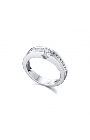 Anillo de oro blanco de 18 Kt con diamantes de 0,36 ct
