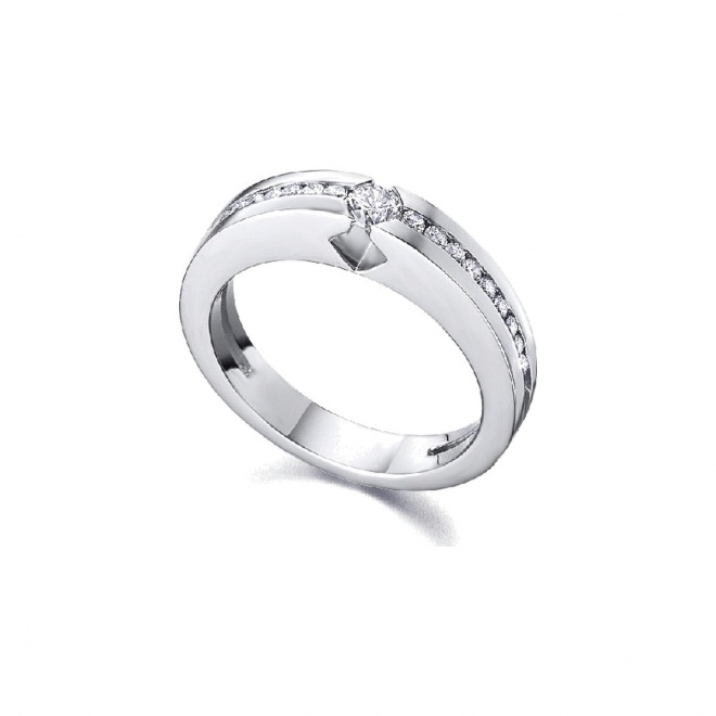 Anillo de oro blanco de 18 Kt con diamantes de 0,36 ct