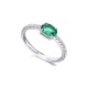 Anillo de oro blanco de 18 Kt con esmeralda y diamantes, 0,13 ct