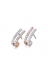 Pendientes de oro blanco y rosa de 18 Kt con diamantes de 0,60 ct