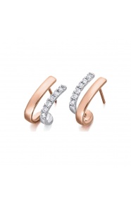 Pendientes de oro blanco y rosa de 18 Kt con diamantes de 0,40 ct