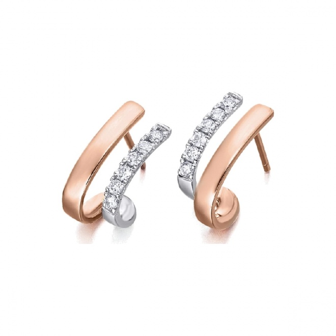 Pendientes de oro blanco y rosa de 18 Kt con diamantes de 0,40 ct