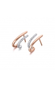 Pendientes de oro blanco y rosa de 18 Kt con diamantes de 0,11 ct