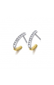 Pendientes de oro blanco y amarillo de 18 Kt con diamantes de 0,18 ct